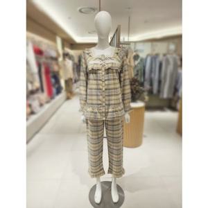 [바바라] 순면 베이직 체크 포근한 기모원단 여자파자마 AWP4590R