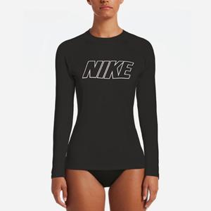 [나이키스윔] 나이키스윔 NESS9383-001 여성 레터 라인로고 롱 슬리브 래시가드 블랙 D426