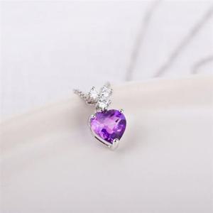 탄생석 NS067N 하트 실버925 자수정목걸이 시후주얼리 14K목걸이