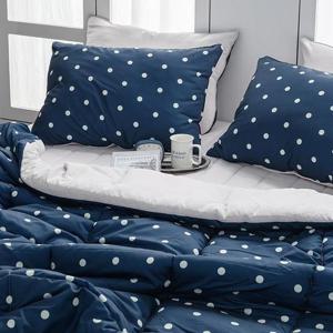 해피니 도트 세미마이크로 차렵이불 베개커버 세트 퀸 Q (네이비)