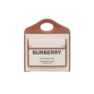 버버리 미디움 투톤 캔버스 앤 레더 포켓 백 내츄럴 몰트 브라운 8039362