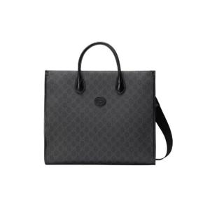 구찌 GG 슈프림 캔버스 인터로킹 G 미디움 토트백 블랙 674148-92THN-1000