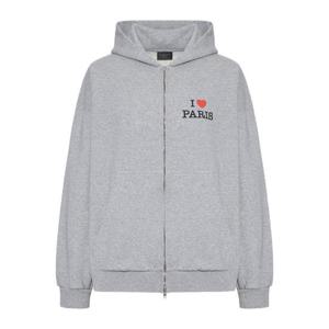 발렌시아가 아이 러브 파리 지퍼 후드 티셔츠 803264TSVI5 1300HEATHERGREY TP935885131