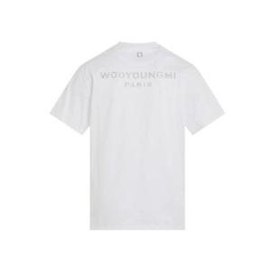 우영미 메탈릭 엠보싱 백로고 티셔츠 화이트   24SS W241TS08701W