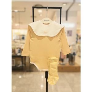 [압소바] (노랑)(출산백일돌선물)데이지바디슈트(턱받이  양말) (A25106171) A2510617