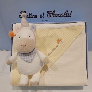 [쇼콜라] 쇼콜라 Y체크싸개블랭킷홀스인형2종세트 (TNNWIU04UB)가을겨울공용출산선물 TNNWIU04UB