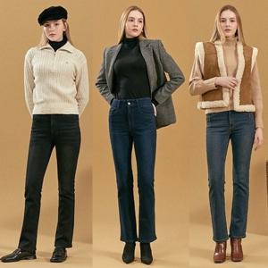 [뱅뱅][뱅뱅]여성 이중직 기모 세미플레어 데님 3종_638102