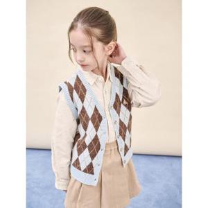 [빈폴키즈]여아 아가일 오픈형 베스트 - 스카이 블루 (BI5951G01