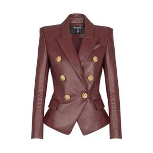 발망 더블 브레스티드 램스킨 재킷 FF0SG187LC62