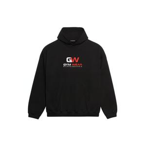 발렌시아가 남성 짐웨어 로고 블랙 후드티 620973 TIVD4 1000