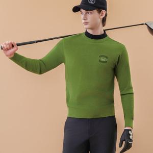 [디즈니골프]남성 넥라인 배색 아트웍 엠보싱 니트 스웨터 DP3MKT003