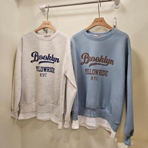 스테파니 HC07 밑단 배색 기모브록 크린 맨투맨 A25TS5403