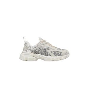 디올 바이브 스니커즈 디올 오블리크 루센티 자수 코튼   메시 스웨이드 카프스킨 화이트 딥 그레이 KCK443OLD-S11W