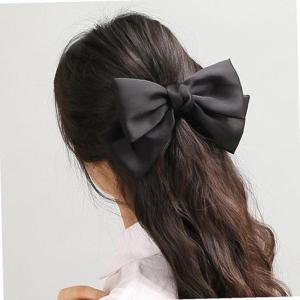 (엔젤슈슈) 실크 왕리본 자동 헤어핀(블랙) 머리삔