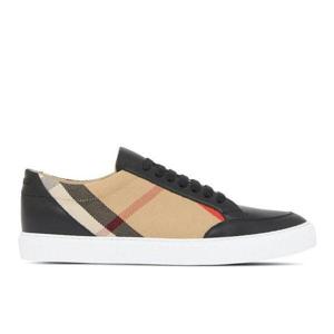 BURBERRY 버버리 House Check and Leather Sneakers (8057508) (하우스 체크 레더 스니커즈)
