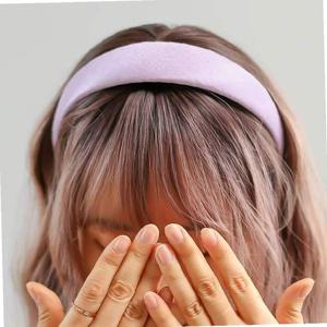 (엔젤슈슈) 새틴 펄 볼륨 헤어밴드 연보라 머리띠