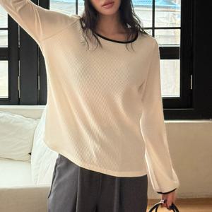 나야홍 / 아이우먼 골지랍빠배색띠티셔츠 GOX183M602 빅사이즈