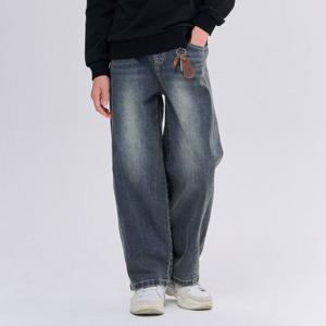 [오션스카이]공용 커브드 절개 데님팬츠-FAJG2354B04