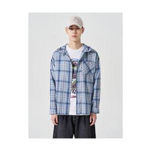 에잇세컨즈 8SECONDS 컬러 후드 체크 셔츠 스카이 블루 (454464LQ2Q) 454464LQ2Q 405646