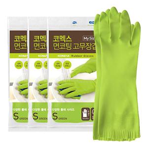 고무장갑소 코멕스 마이사이즈 면코팅 고무장갑 그린 S(소) X 3개