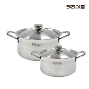 키친아트 퀸즈 인덕션용냄비 통3중 304스텐 냄비세트 2종C 양20+양24