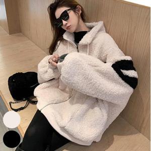 빅사이즈사랑해요 J746L311 뽀글이가오리배색집업 DS