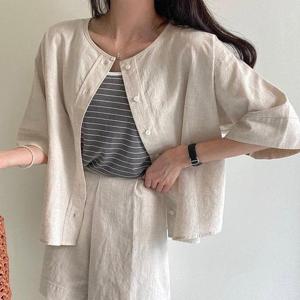 아이우먼 린넨버튼가디건셔츠 TGP629M407 빅사이즈