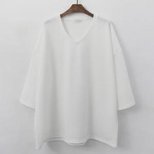 아이우먼 무지브이넥7부티셔츠 NOG458M407 빅사이즈