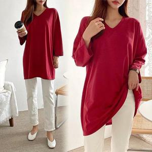 위쉬몰 NO 브이넥롱무지박스9부(A599H408) 빅사이즈