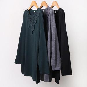 빅사이즈긴팔티 A870L409 시스루브이레이스티 MN