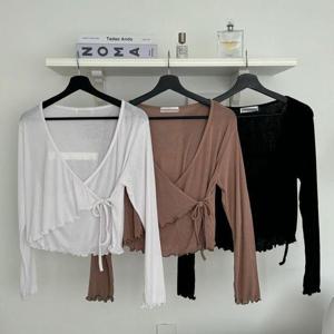 빅사이즈프릴티 S735L409 프릴크롭랩리본크롭티 YP