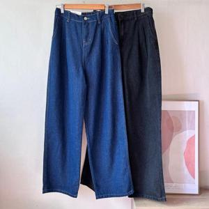 빅사이즈청바지 S993L410 폭스밴딩주름와이드팬츠 CA