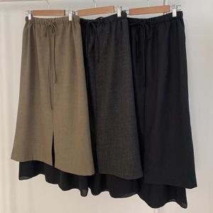 빅사이즈랩치마 T032L410 시크레이어드밴딩스커트 MO