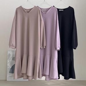 빅사이즈여성의류  S614L409 립스프릴훌긴팔원피스 NO 여자 큰옷