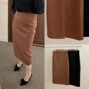 위쉬몰 MO 엔젤벨벳레더롱스커트(T149H411) 빅사이즈