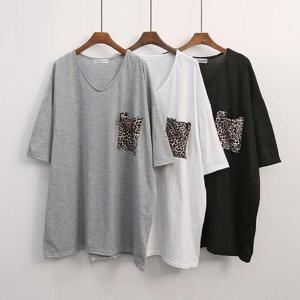 빅사이즈호피티 G451L411 레오파드포켓7부면티 NO