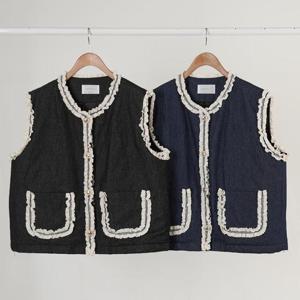 빅사이즈프릴베스트 Q206L412 레이스버튼데님베스트 LY