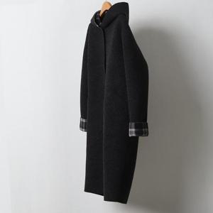 빅사이즈체크코트 J547L412 후두체크배색울롱코트 BG
