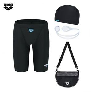 [아레나] 아레나 아동 킥앤풀 A5SB1KB04 BLK (주머니백 증정) 생존수영 4부수영복 수경 수모 가방 4종세트 A5SB1KB04