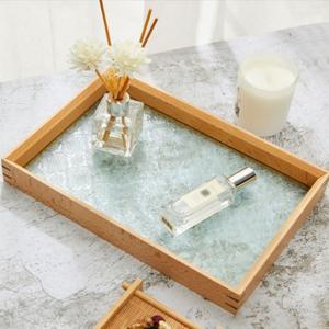 (쿠킹홈) 엔틱 플라워 유리트레이(30x20cm) (내추럴) 쟁반 카페트레이 예쁜트레이 주방인테리어 인테리어소