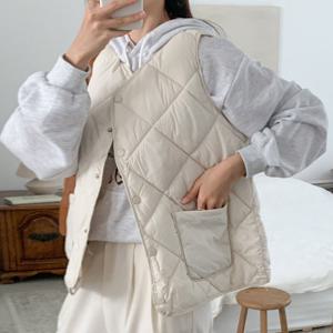 나야홍 / 아이우먼 퐁신한사선패딩조끼 TCV780M512 빅사이즈