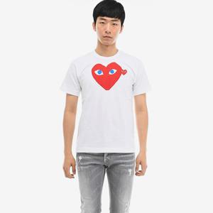 꼼데가르송 더블하트 남성 반팔티셔츠 화이트 AZ T086 051 1