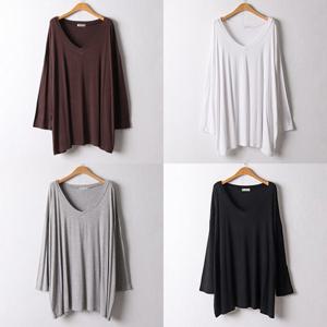 나야홍 / 위쉬몰 RA 루즈실키딥브이티셔츠(F084H512) 빅사이즈