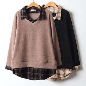 나야홍 / 위쉬몰 OL 버터체크셔츠니트티(J625H512) 빅사이즈