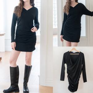 나야홍 / 위쉬몰 RD 브이랩기모셔링원피스(X066H601) 빅사이즈