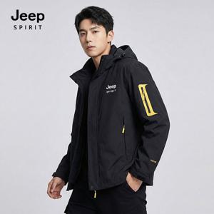 JEEP SPIRIT 공용 컬러배색 기능성 윈드브레이커 블랙 (JSFAJK186)