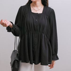 나야홍 / 아이우먼 두줄셔링사각블라우스 LYX091M601 빅사이즈