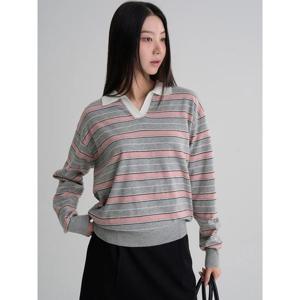 (356251SMCY) [에잇세컨즈] 칼라넥 스트라이프 풀오버  라이트 핑크