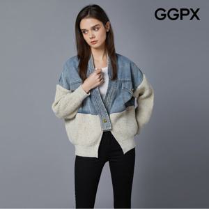 [GGPX] 데님 배색 컬러믹스 보카시 니트 가디건 (GOBKG025F)