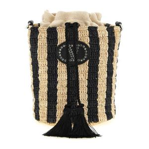 발렌티노 V로고 시그니처 스트라이프 라피아 버킷백 W2B0T03IXU